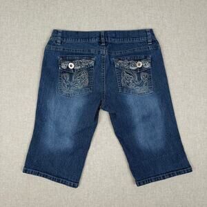 Y2K Glam Embellished Embroidered Back Pocket Bermuda Denim Shorts Juniors 3